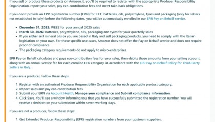 新变动！亚马逊强制意大利EPR合规，法西代付机制必看细则