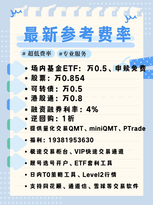 ETF基金交易佣金手续费最低标准！哪家券商开户ETF佣金最低？万0.5！