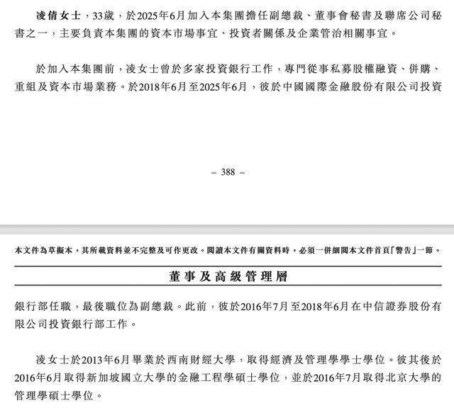 斯坦德90后女副总凌倩兼任董秘，曾为中金公司投行部副总